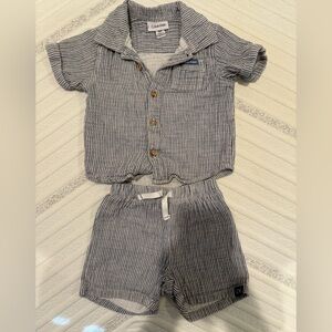 Calvin Klein Baby Blue and White Stripe Gauze Outfit